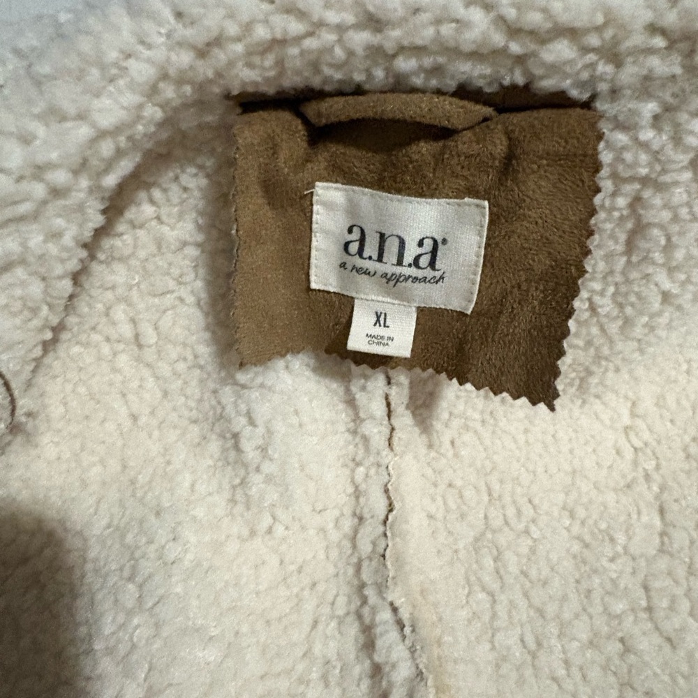 a.n.a Brown Teddy Jacket with Cream Lining - Picture 3 of 3